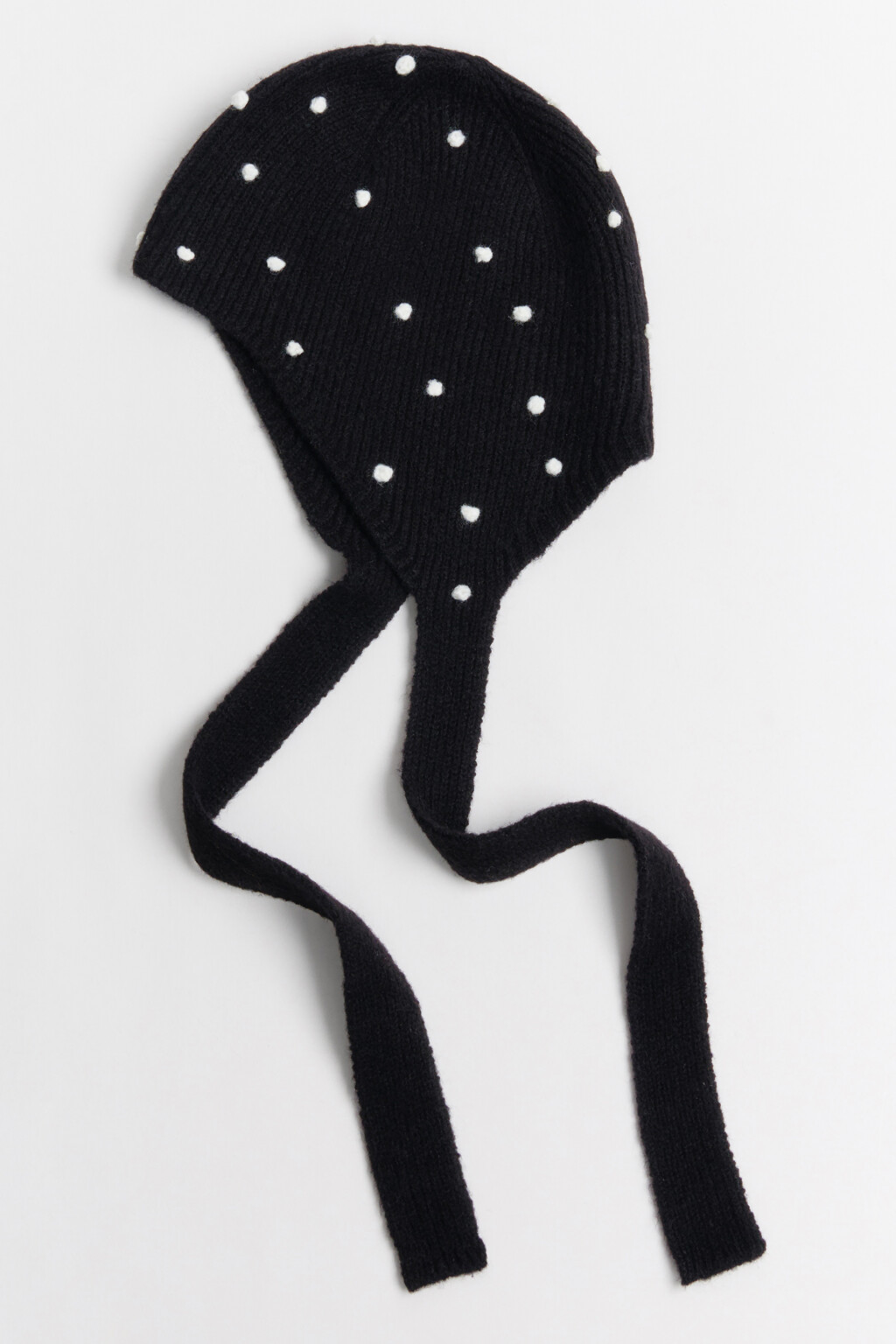 Шапка-чепчик с вышивкой и шерстью - цвет черный - 1