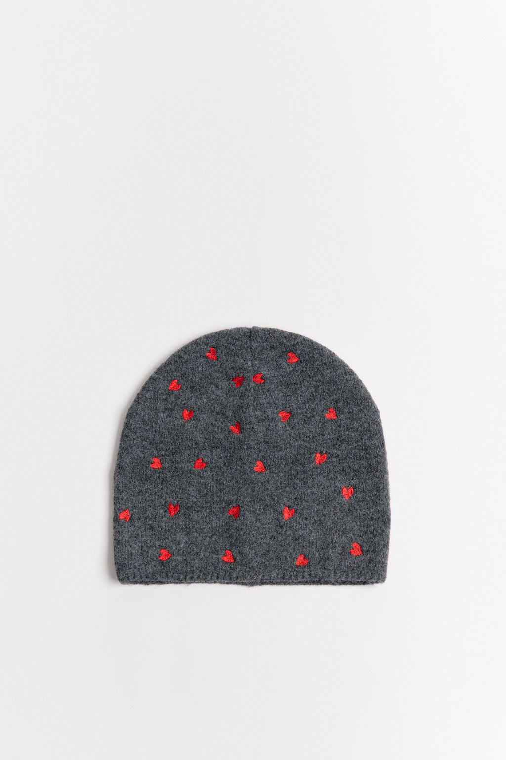 Шапка-бини вязаная с вышивкой - цвет серый - 1