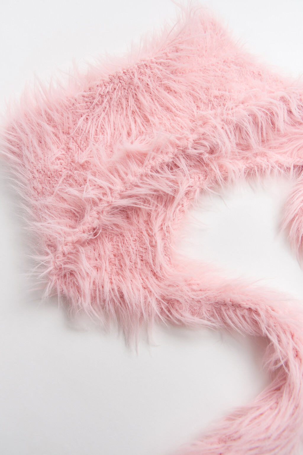 Шапка пушистая с ушками на завязках - цвет розовый - 2