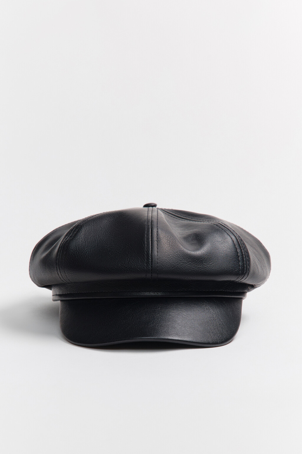 Кепи с кожаной фактурой - цвет черный - 1
