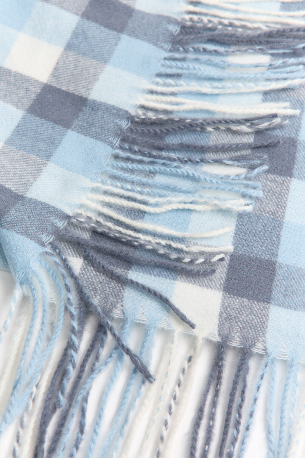 Шарф-палантин тонкий в клетку с бахромой - цвет синий - 2