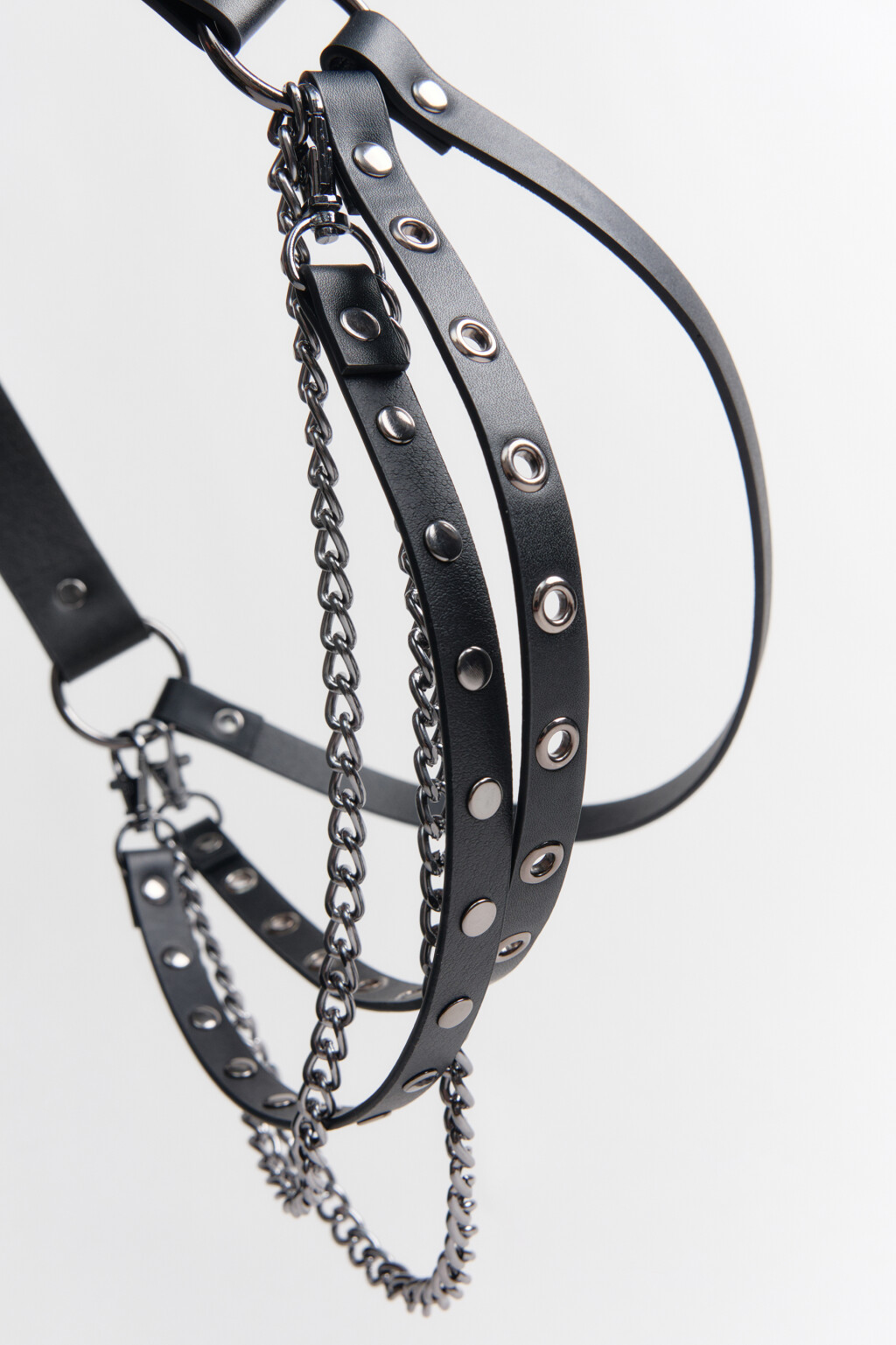 Ремень декоративный тонкий с цепочками - цвет серый - 2