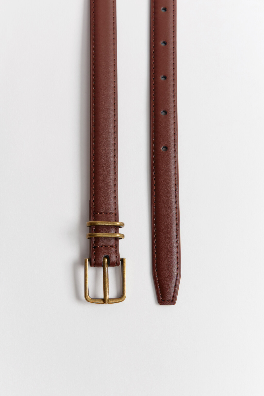 Ремень узкий с квадратной пряжкой - цвет коричневый - 2