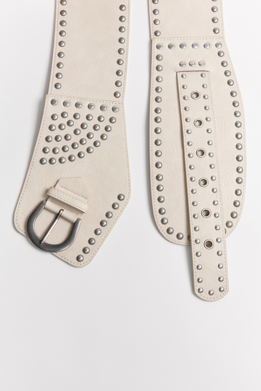 Ремень-пояс с заклепками - цвет бежевый - 2
