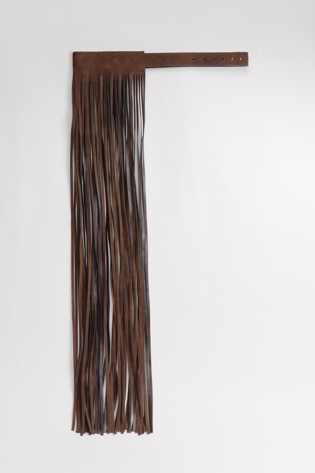 Пояс из искусственной кожи с бахромой - цвет коричневый - 4