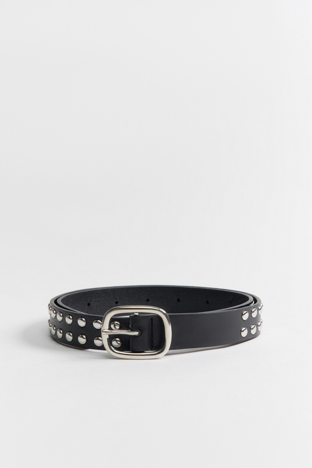 Ремень широкий с заклепками - цвет черный - 1