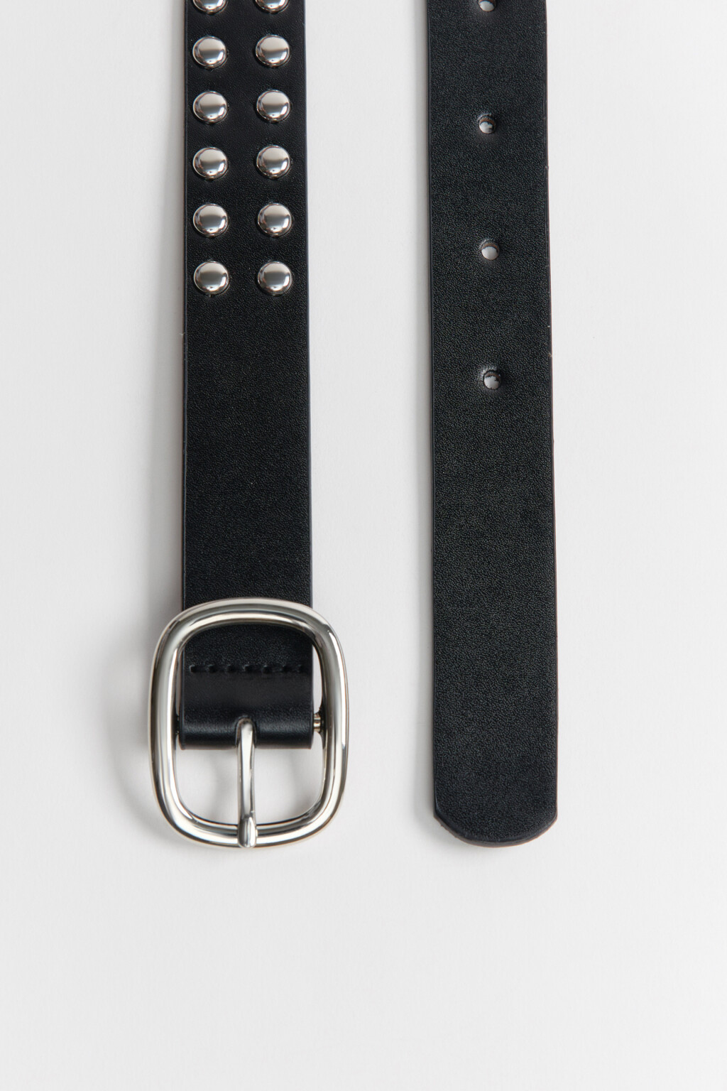 Ремень широкий с заклепками - цвет черный - 2