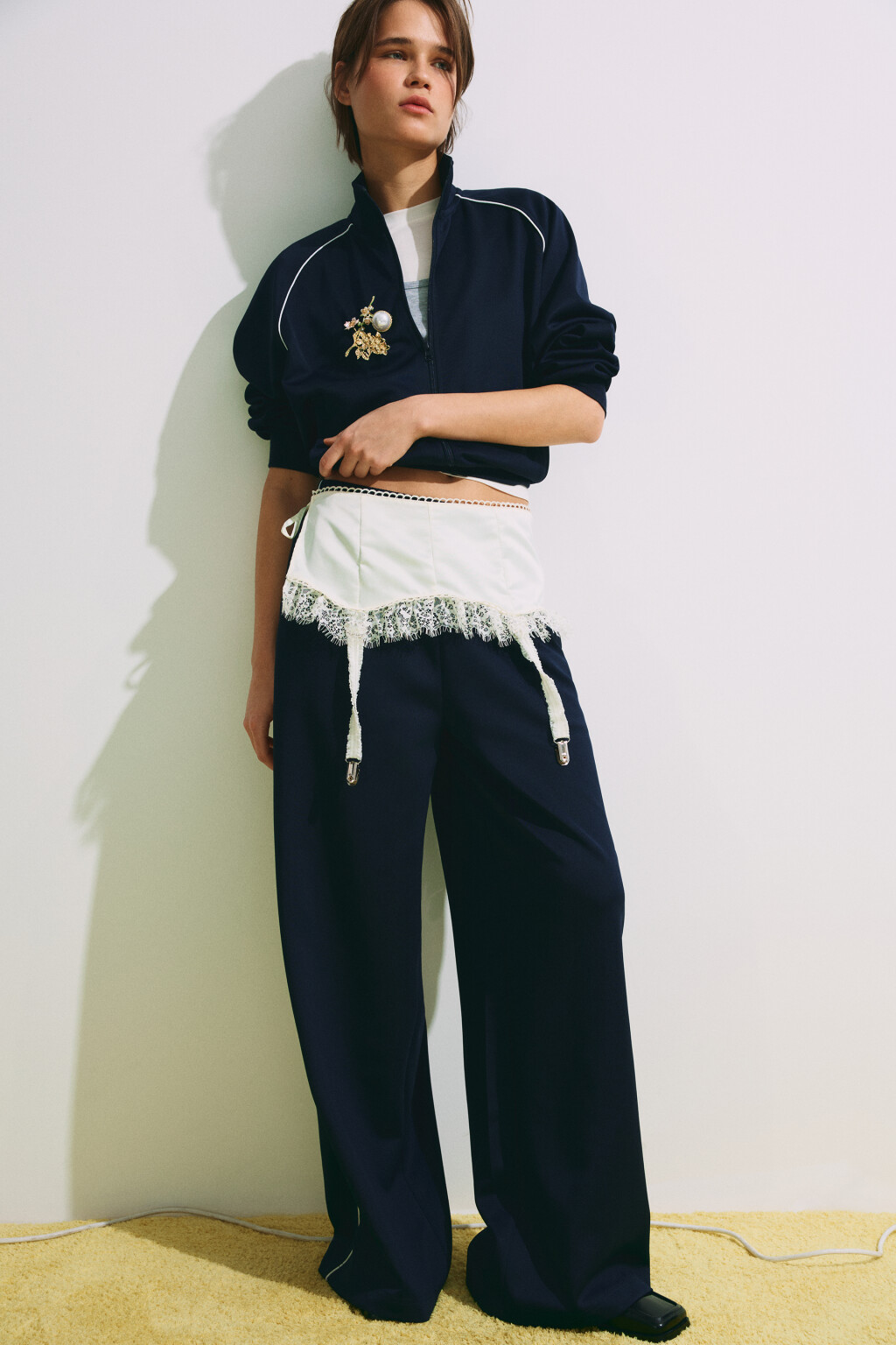 Пояс для чулок кружевной на завязках - цвет молочный - 2