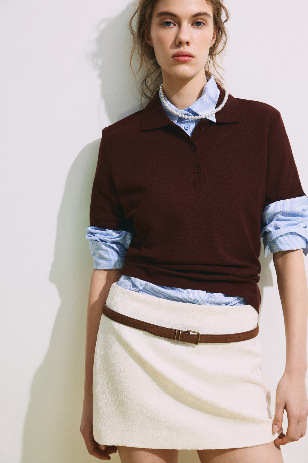 Ремень с замшевой фактурой - цвет коричневый - 1