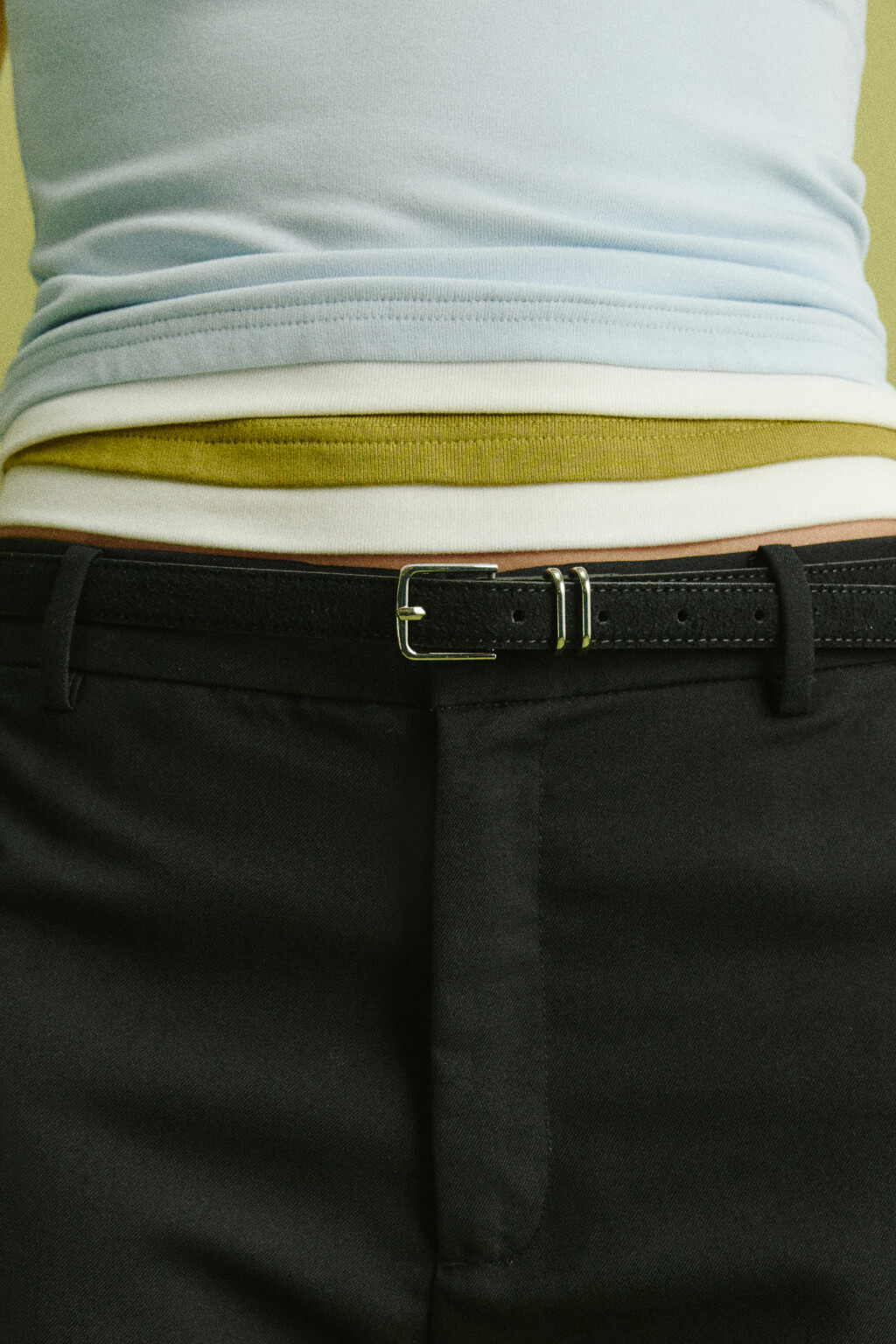 Ремень с замшевой фактурой - цвет черный - 2