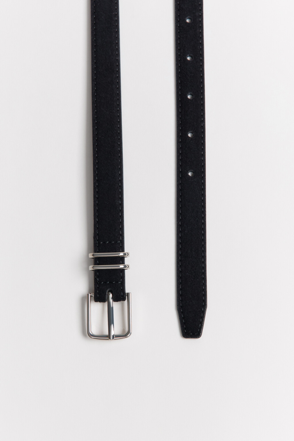Ремень с замшевой фактурой - цвет черный - 2