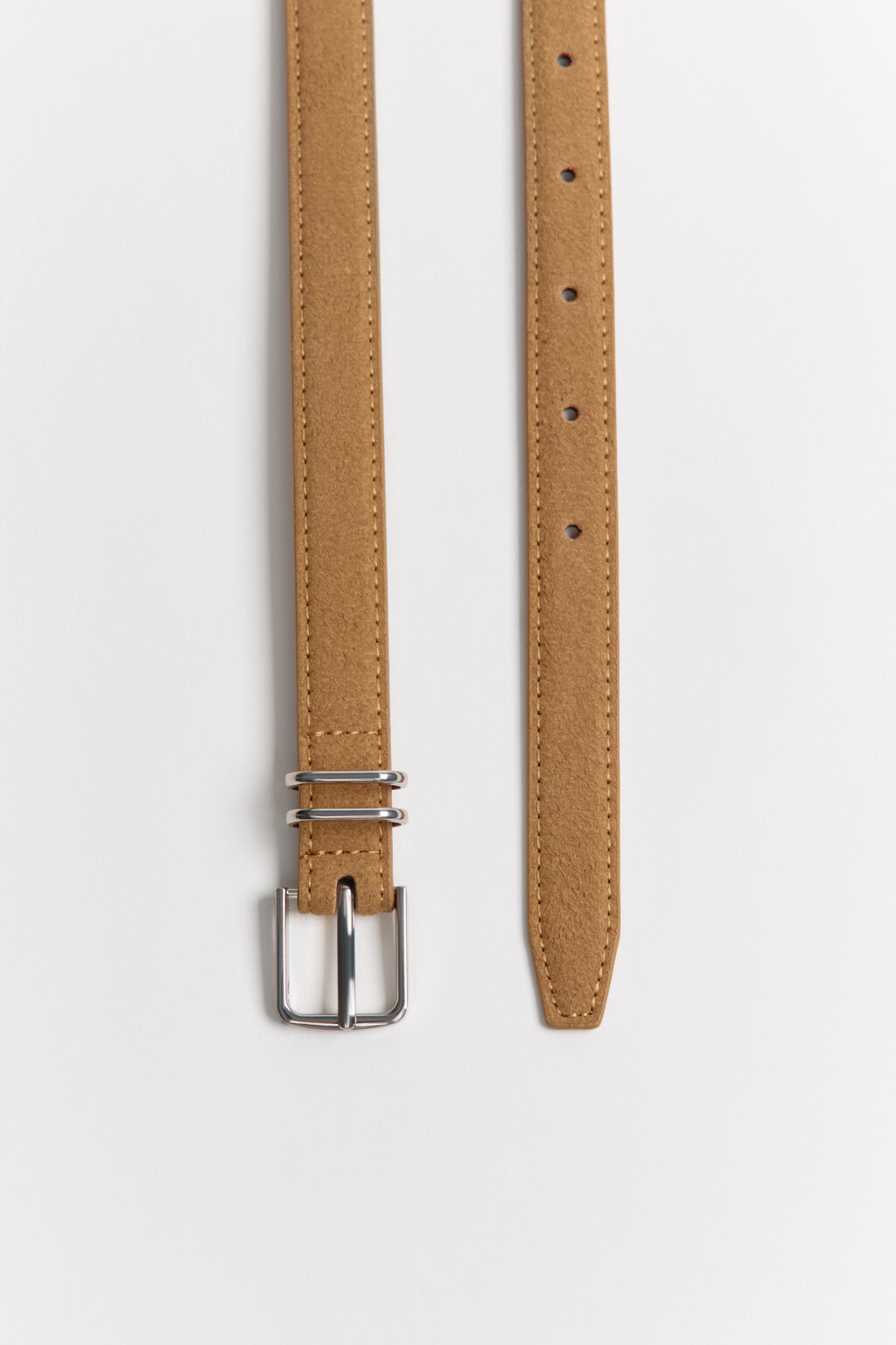 Ремень с замшевой фактурой - цвет бежевый - 2