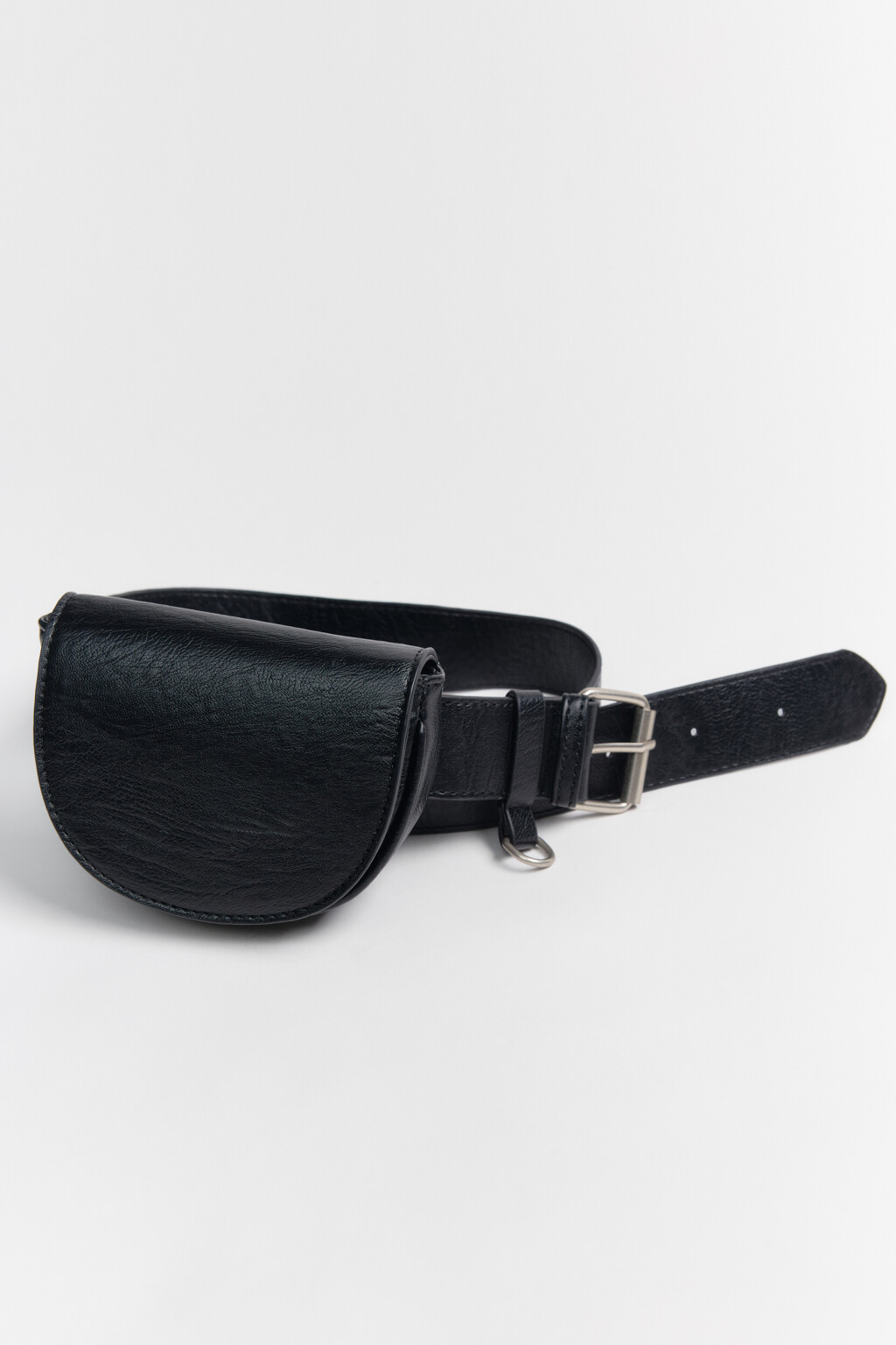 Ремень с кожаной фактурой и сумочкой - цвет черный - 2