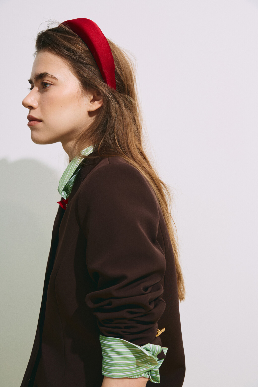 Ободок широкий атласный - цвет красный - 3