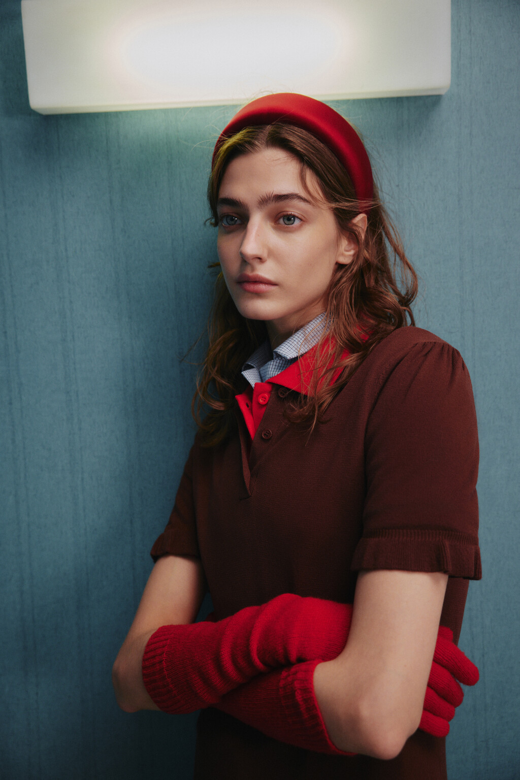 Ободок широкий атласный - цвет красный - 1