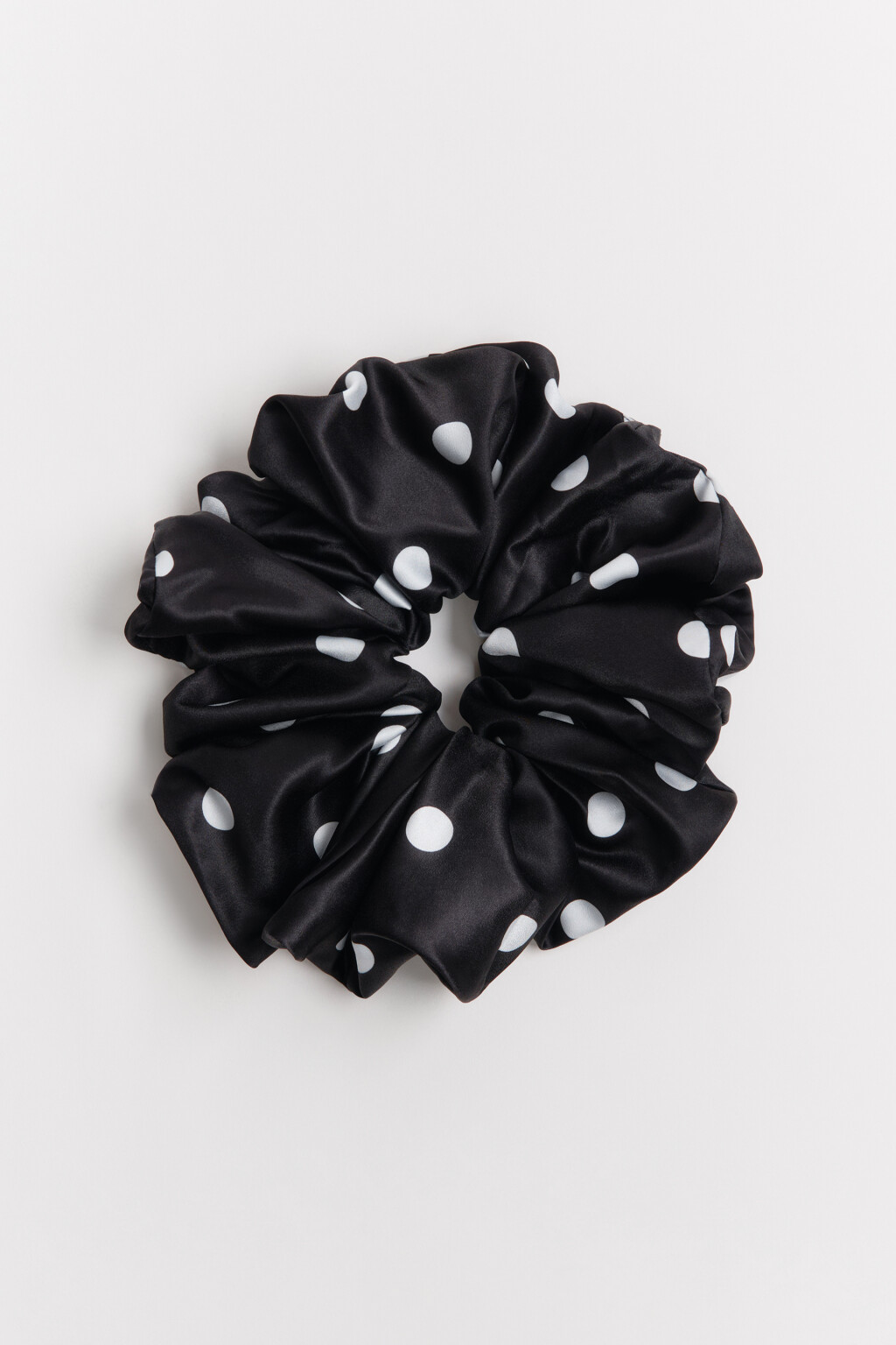 Резинка для волос атласная в горошек - цвет черный - 2