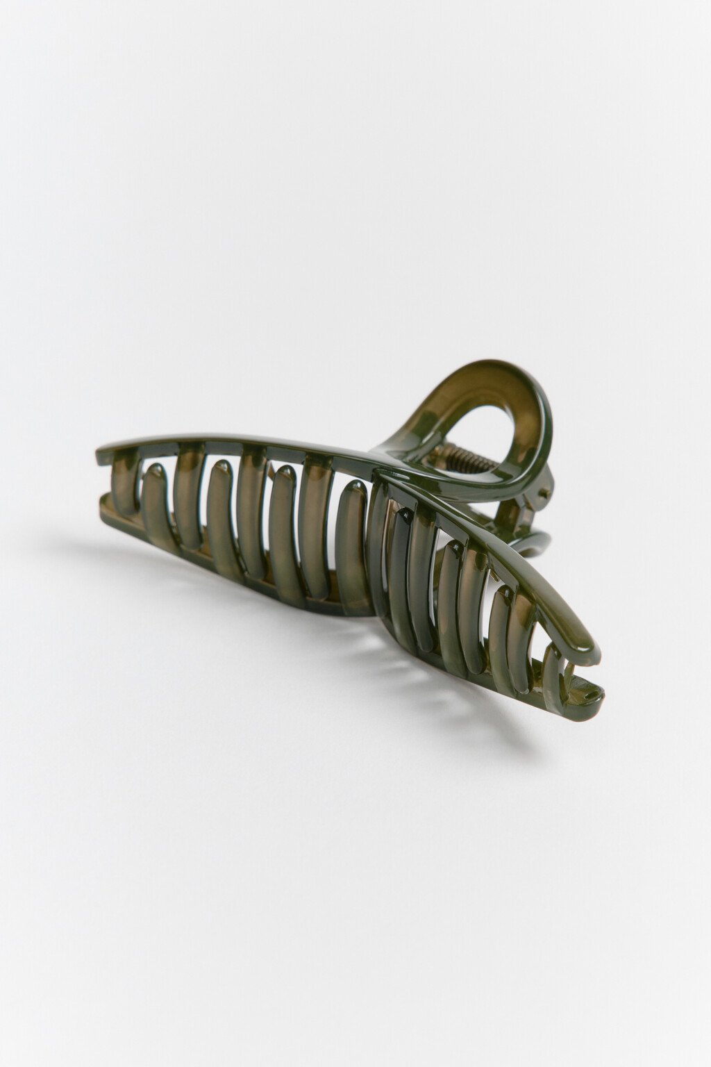 Заколка-краб для волос тонкая - цвет зеленый - 2