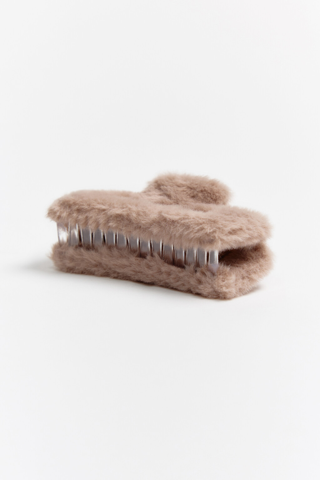 Заколка-краб для волос пушистая - цвет коричневый - 2