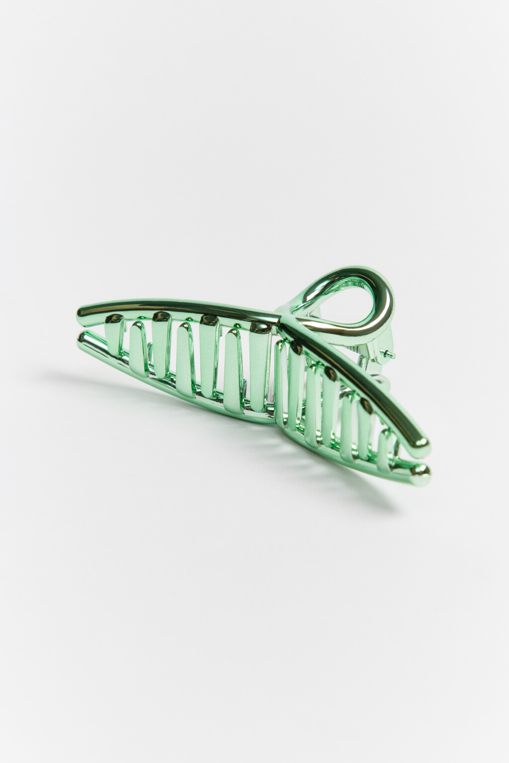 Заколка-краб для волос тонкая - цвет зеленый - 2