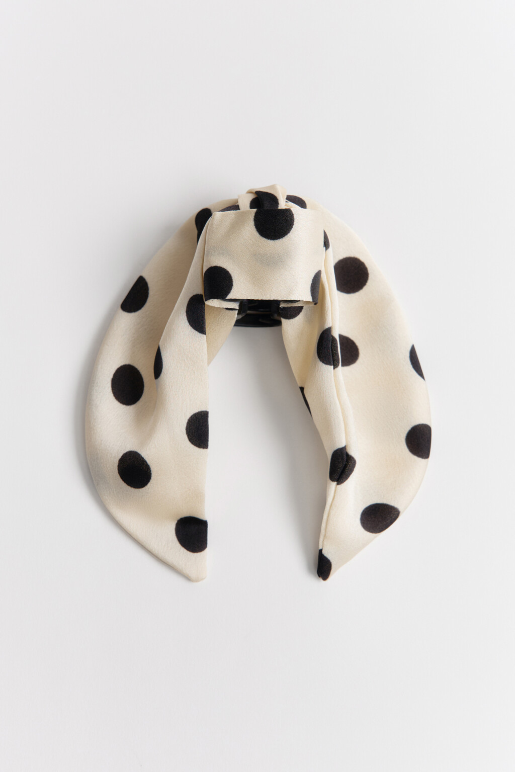 Заколка-краб в виде бантика в горошек - цвет белый - 1