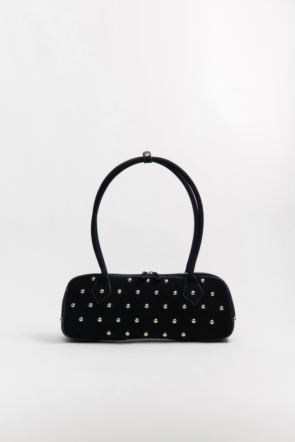 Сумка-багет с кожаной фактурой - цвет черный - 4