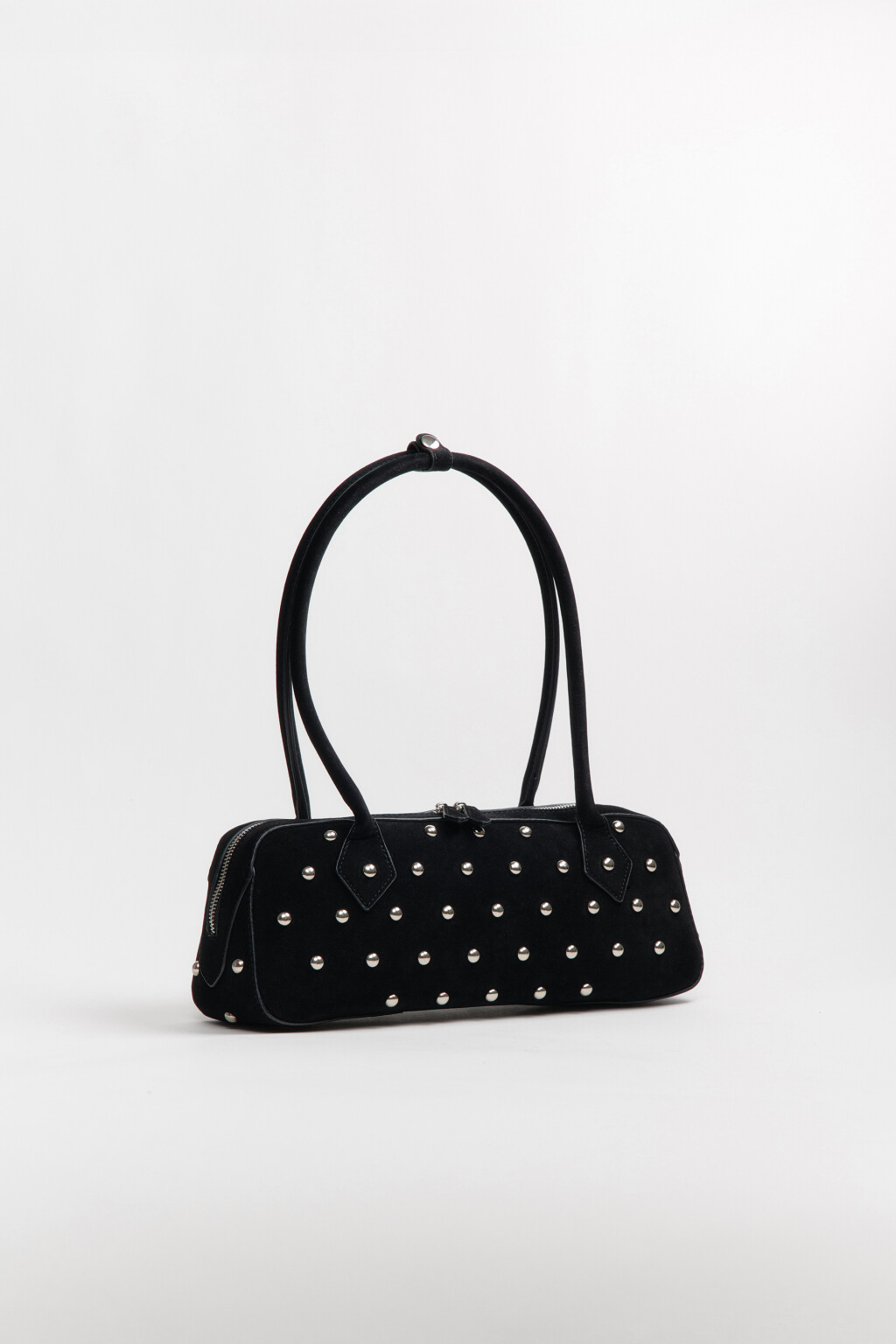 Сумка-багет с кожаной фактурой - цвет черный - 5