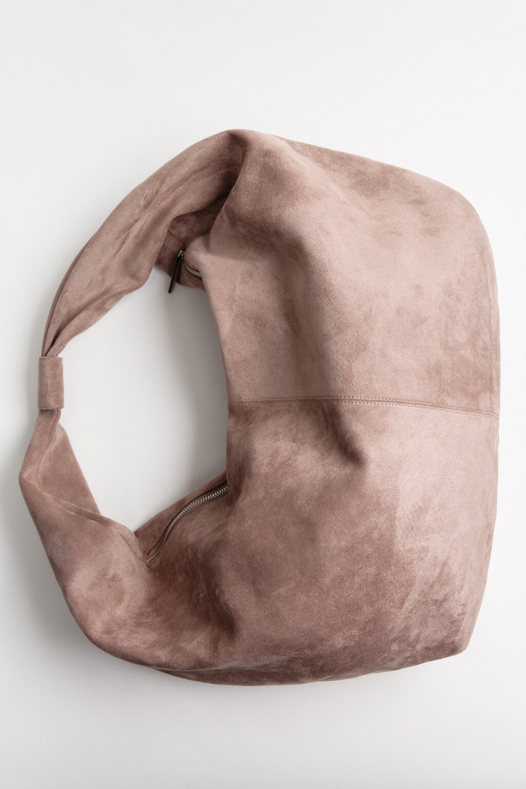 Сумка-хобо с замшевой фактурой - цвет бежевый - 5