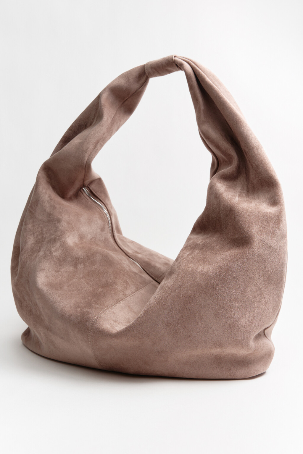 Сумка-хобо с замшевой фактурой - цвет бежевый - 6