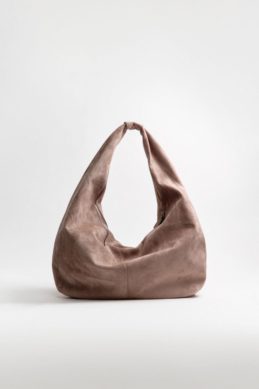 Сумка-хобо с замшевой фактурой - цвет бежевый - 7