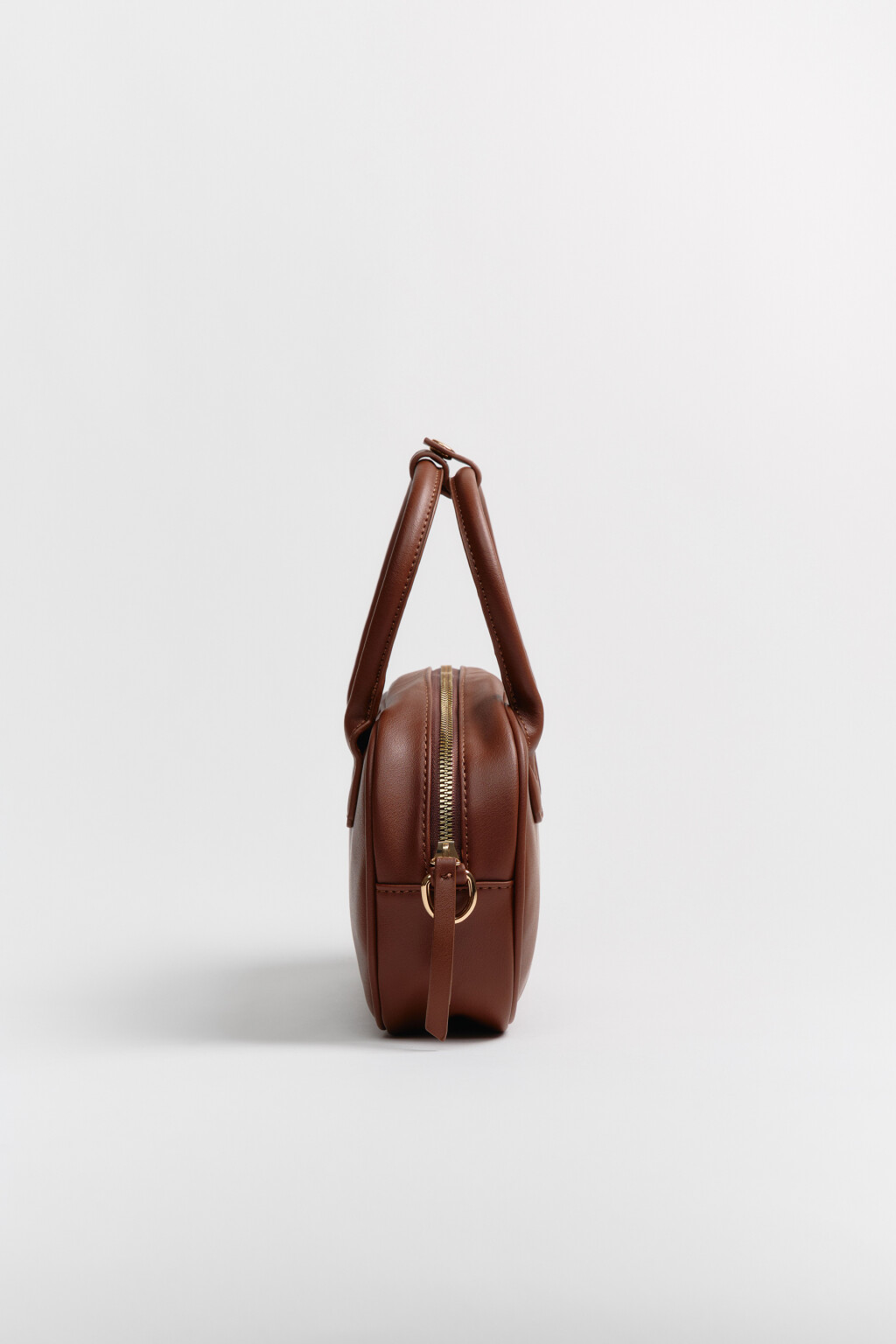 Сумка-кроссбоди каркасная с кожаной фактурой - цвет коричневый - 5