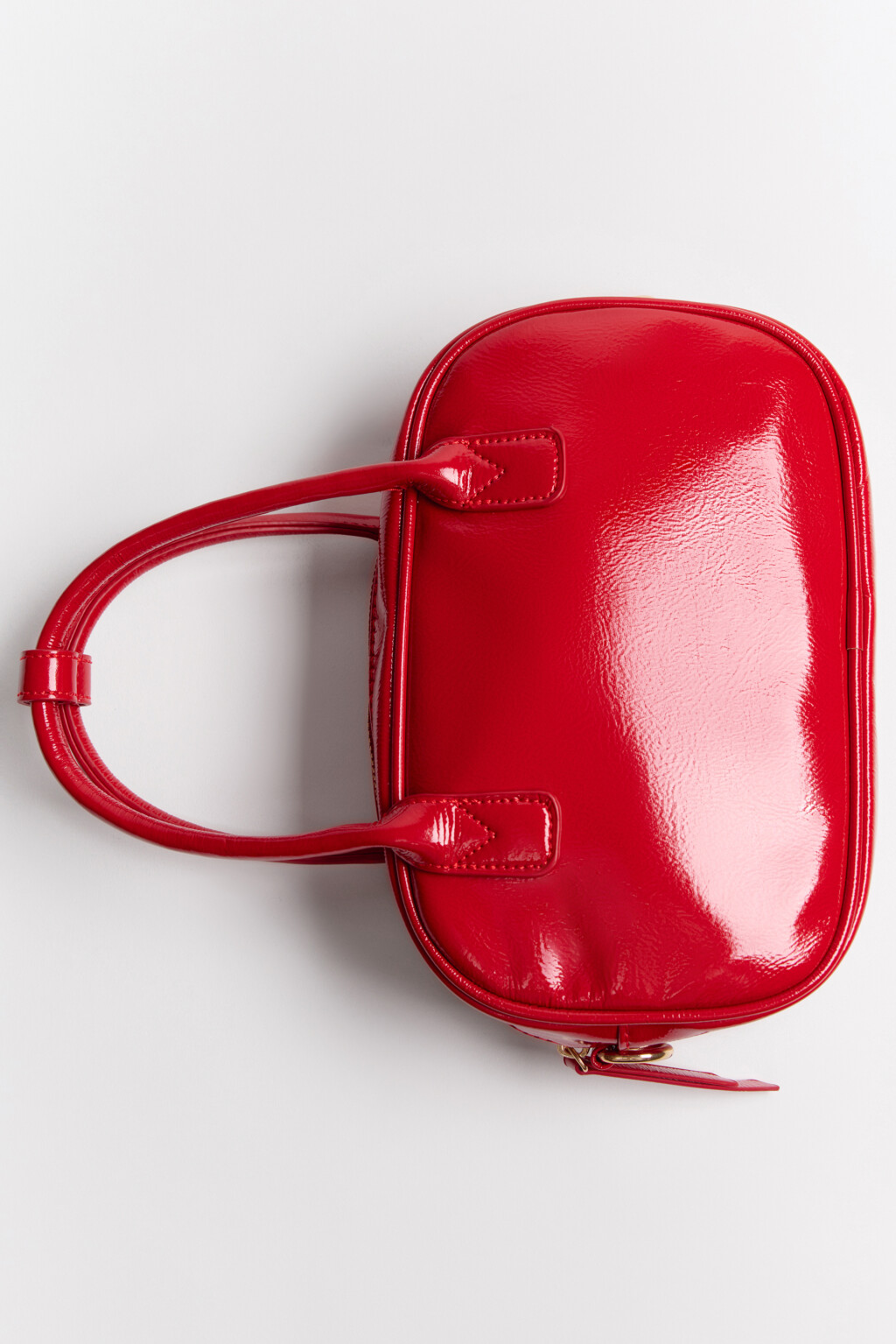 Сумка-кроссбоди каркасная с кожаной фактурой - цвет красный - 6