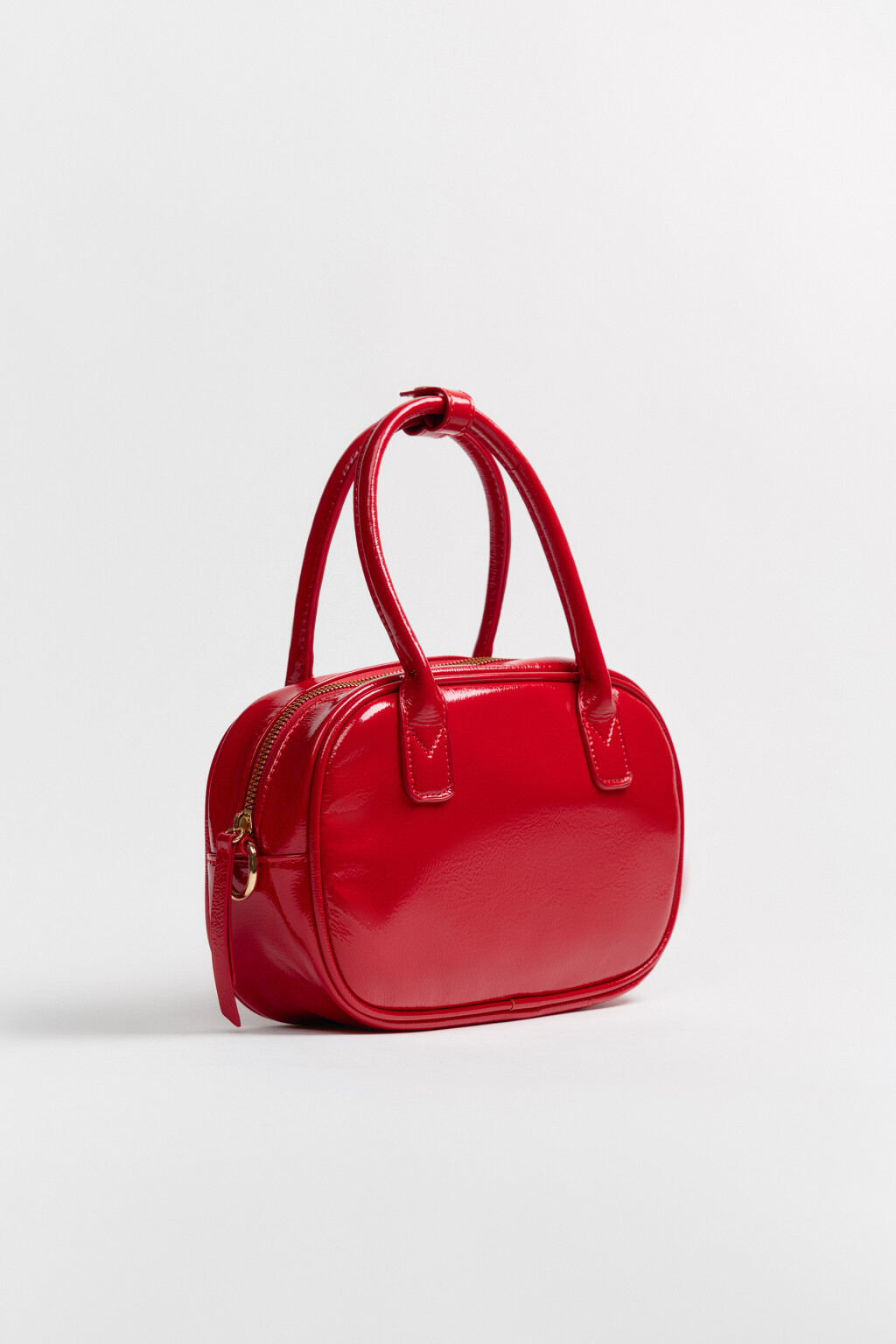 Сумка-кроссбоди каркасная с кожаной фактурой - цвет красный - 8