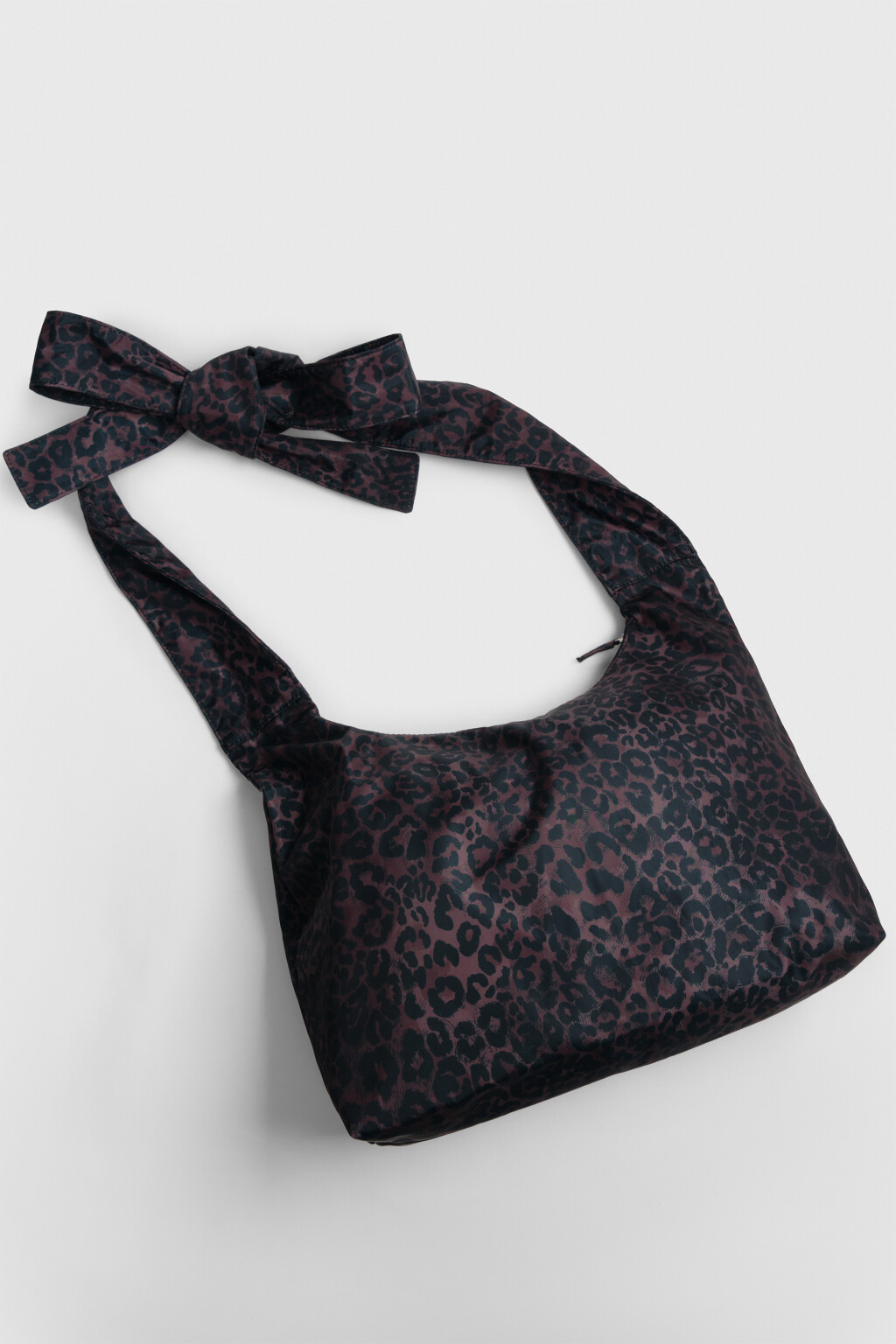 Сумка-кроссбоди на завязках с леопардовым принтом - цвет черный - 1
