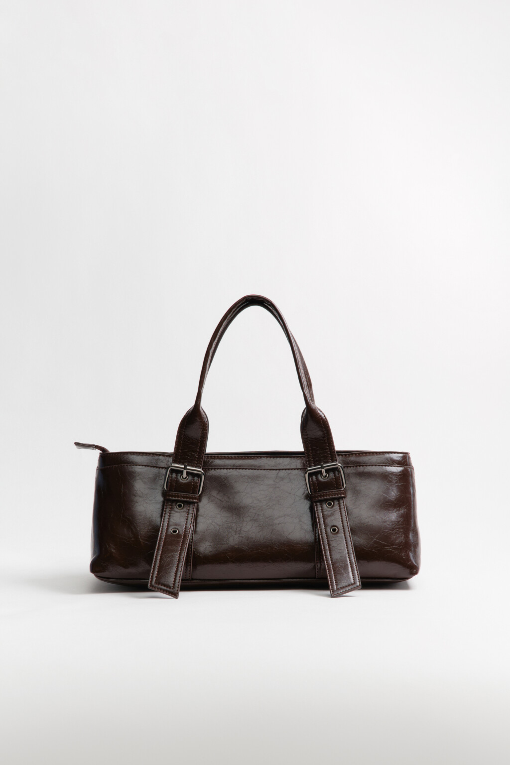 Сумка-багет с кожаной фактурой - цвет коричневый - 8