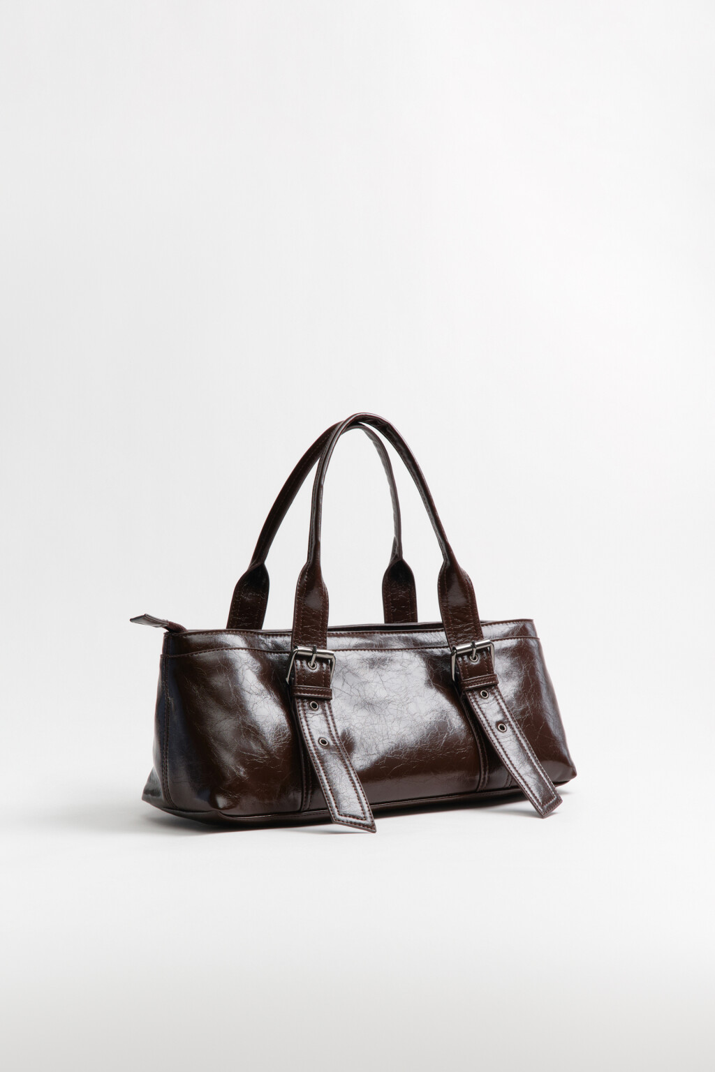 Сумка-багет с кожаной фактурой - цвет коричневый - 9