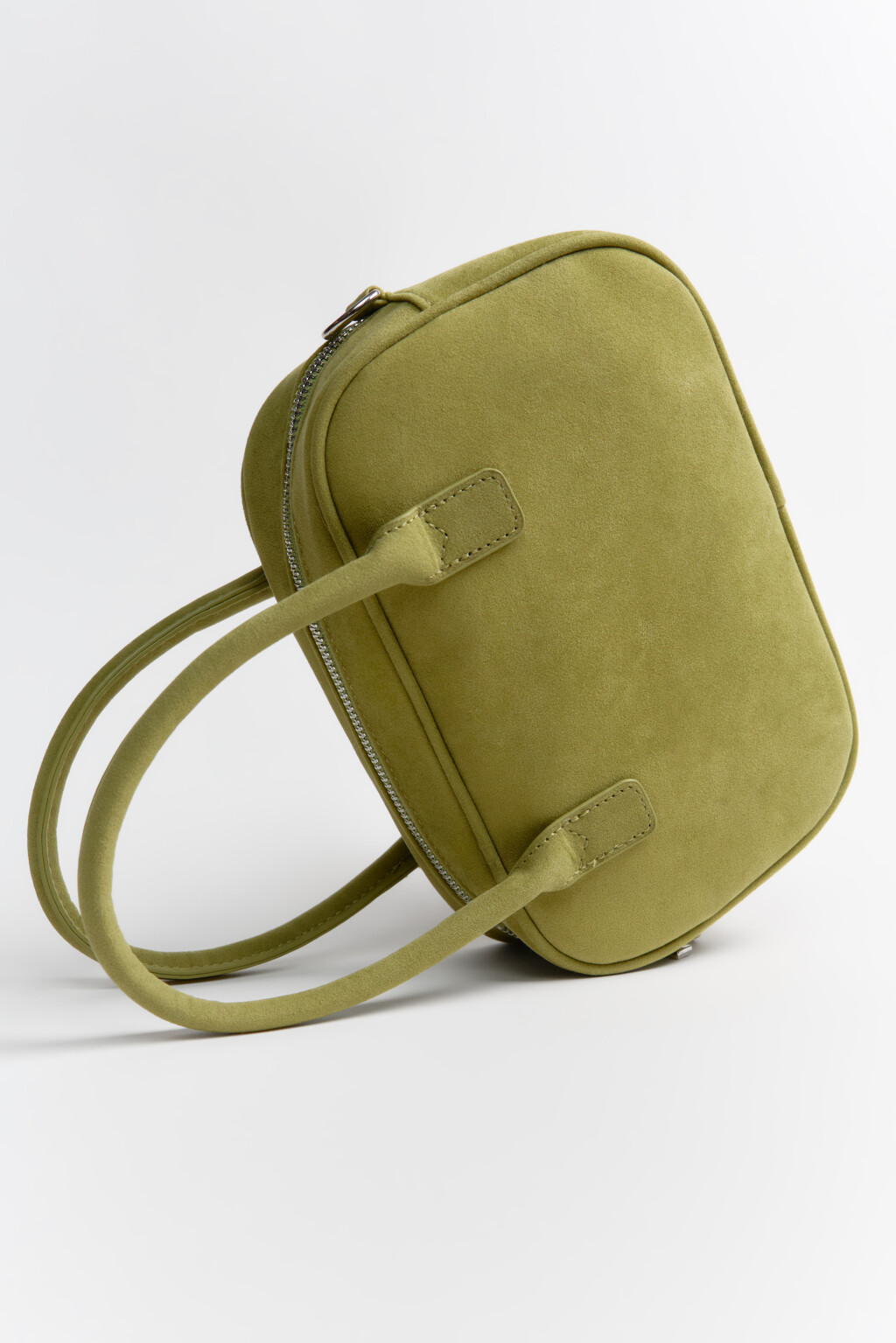 Сумка-кроссбоди с замшевой фактурой - цвет зеленый - 4