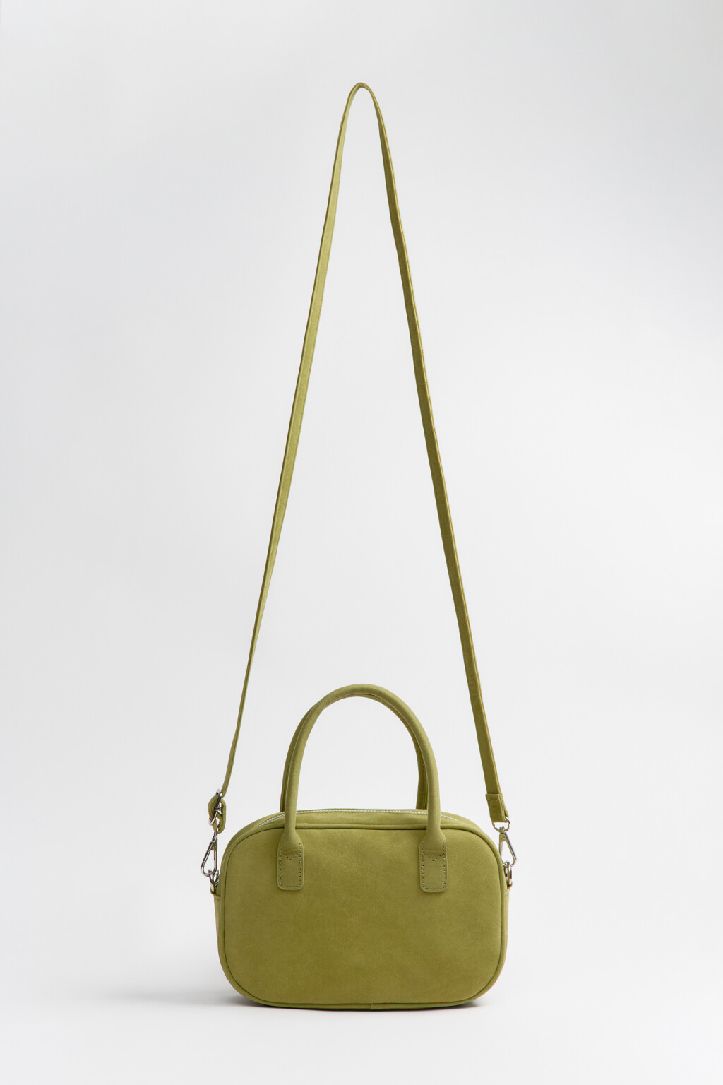 Сумка-кроссбоди с замшевой фактурой - цвет зеленый - 9