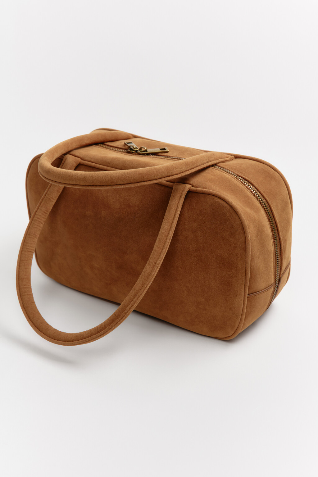 Сумка-багет с замшевой фактурой - цвет коричневый - 3