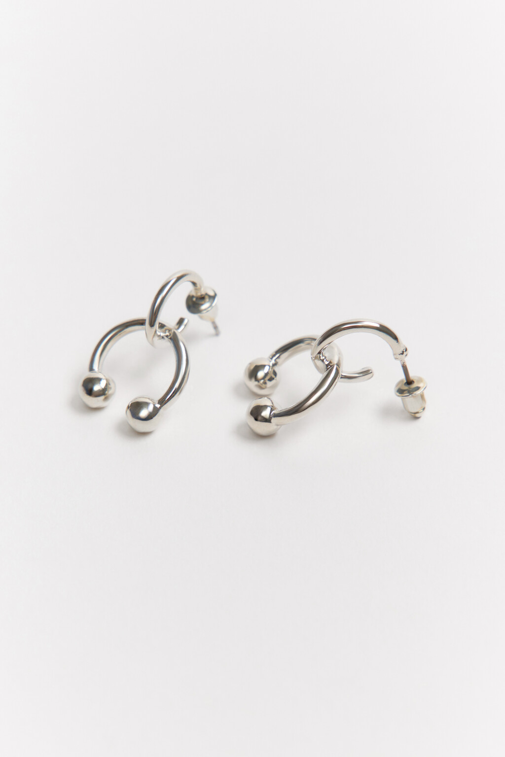 Серьги-гвоздики с подвеской-септумом - цвет серый - 2