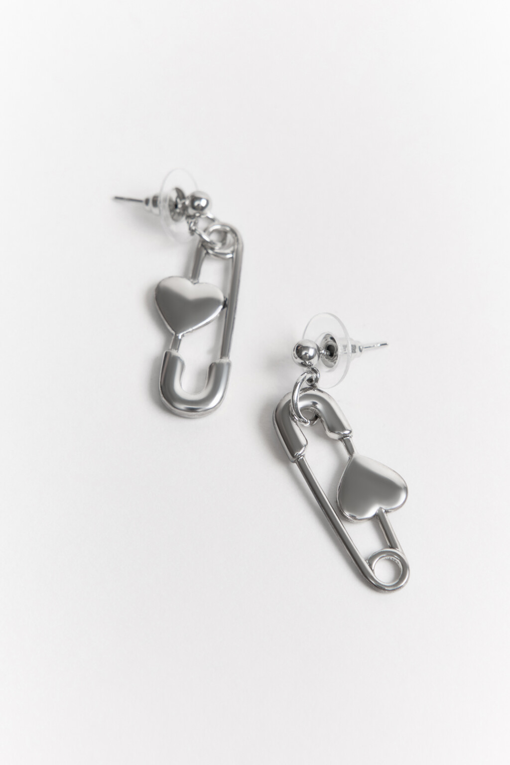 Серьги-гвоздики в виде булавок - цвет серый - 1