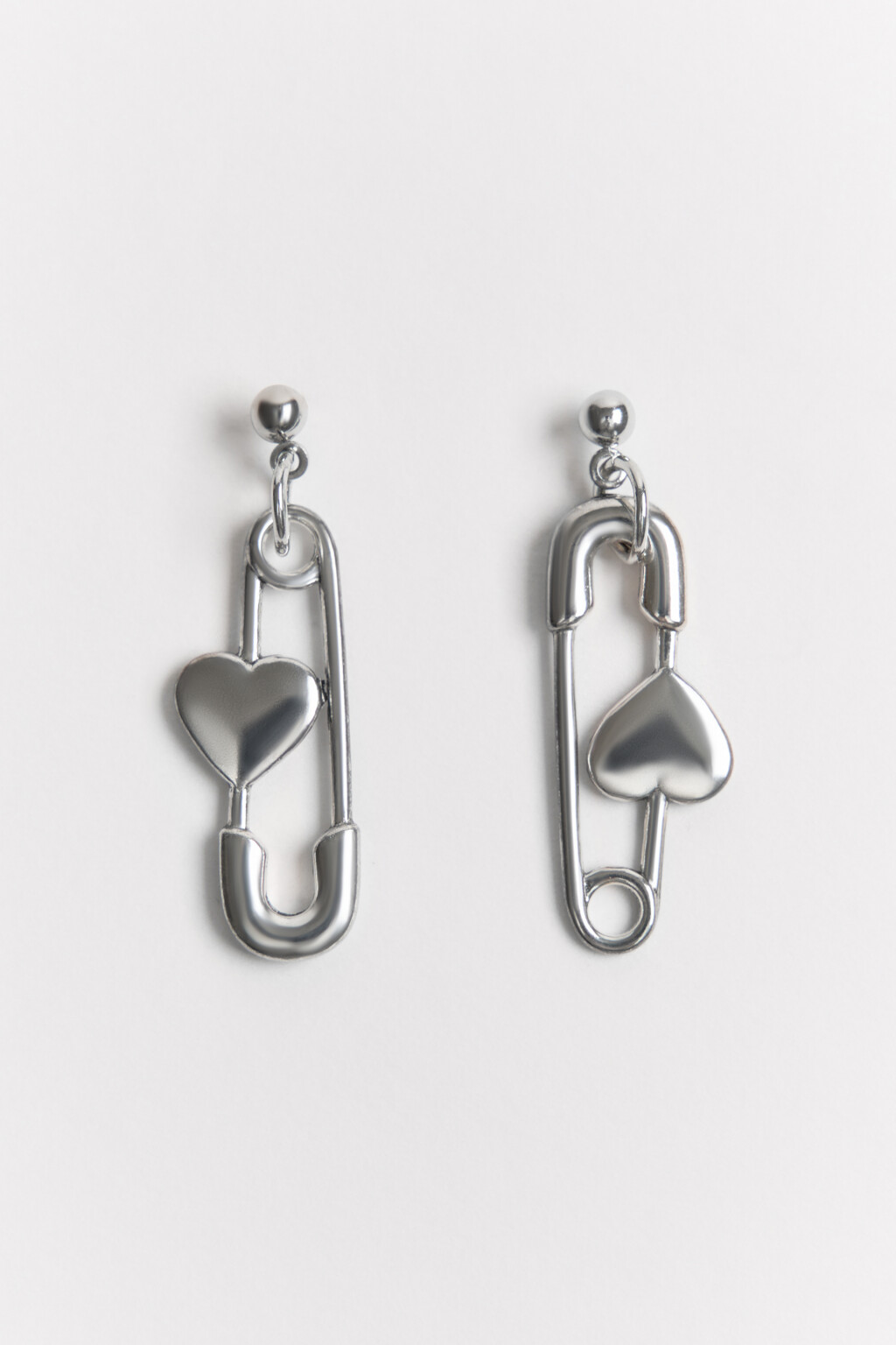 Серьги-гвоздики в виде булавок - цвет серый - 2