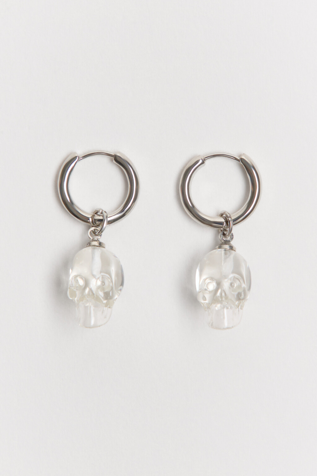 Серьги-конго с подвесками-черепами - цвет серый - 1