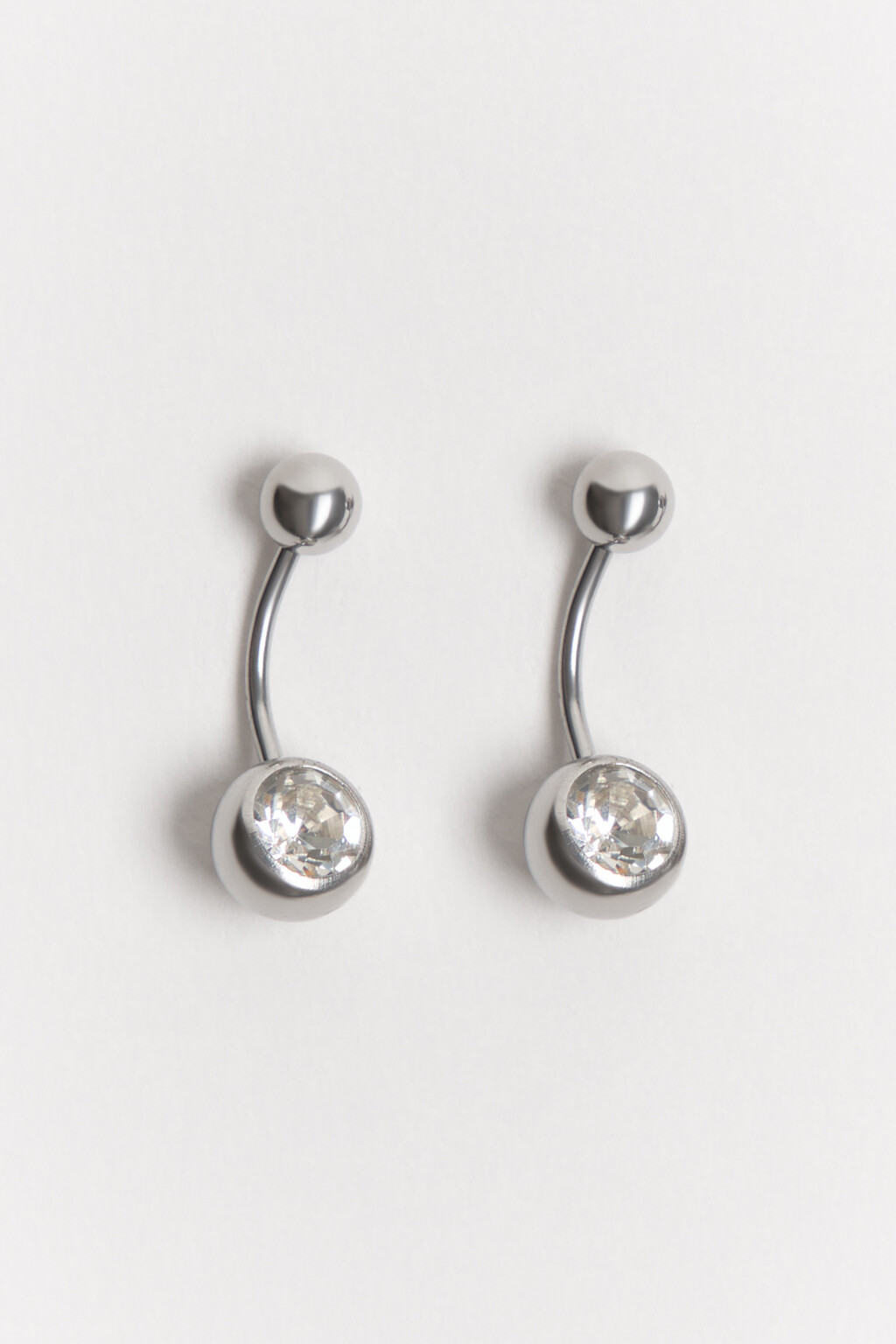 Серьги винтовые со стразами - цвет серый - 2