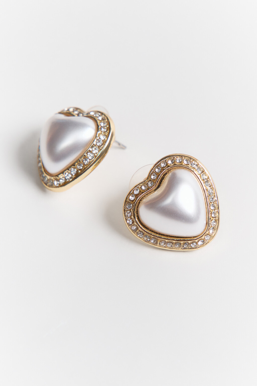 Серьги-гвоздики в виде сердечек - цвет желтый - 2