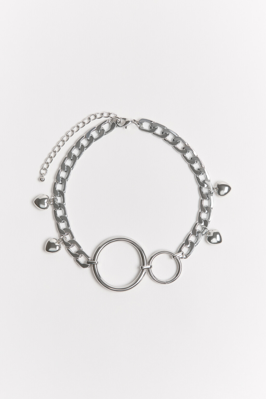 Колье-чокер с сердечками - цвет серый - 1