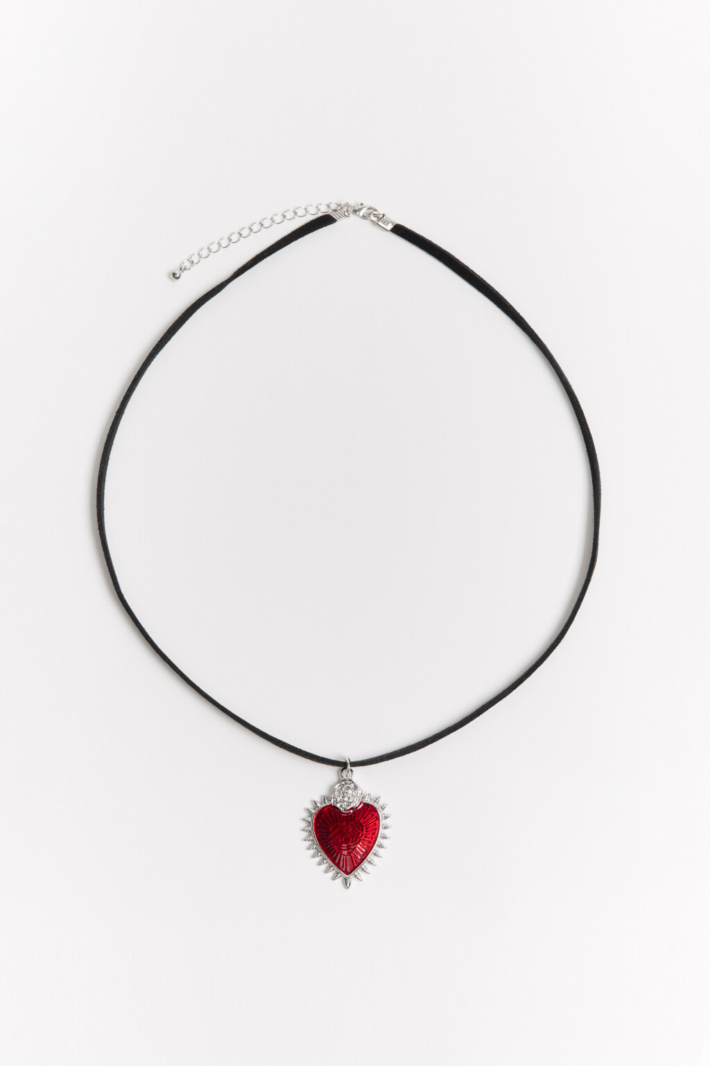 Колье атласное с подвеской-сердечком - цвет серый - 1