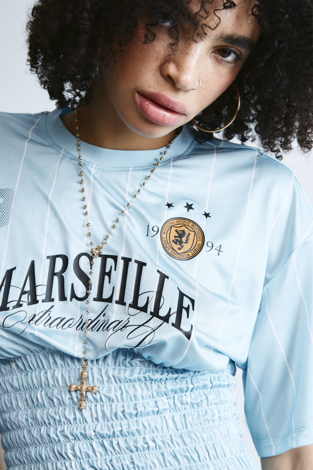 Колье-цепочка с крестом - цвет серый - 1