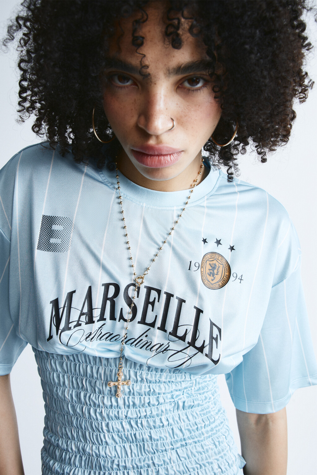 Колье-цепочка с крестом - цвет серый - 2