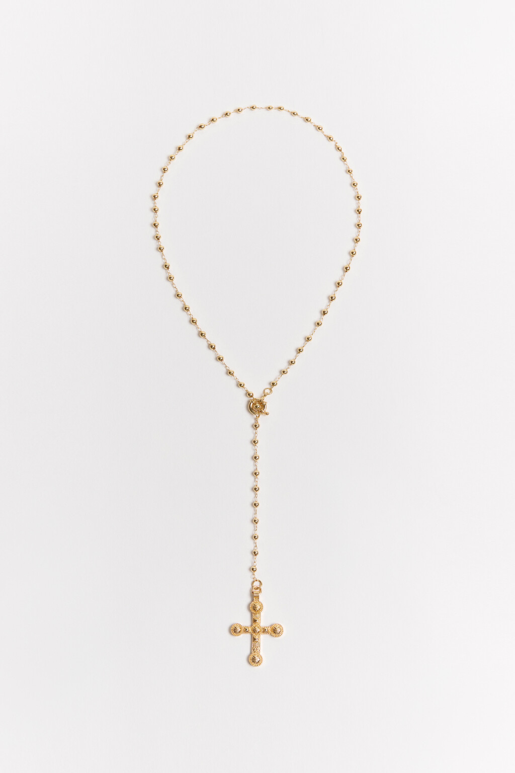 Колье-цепочка с крестом - цвет серый - 4