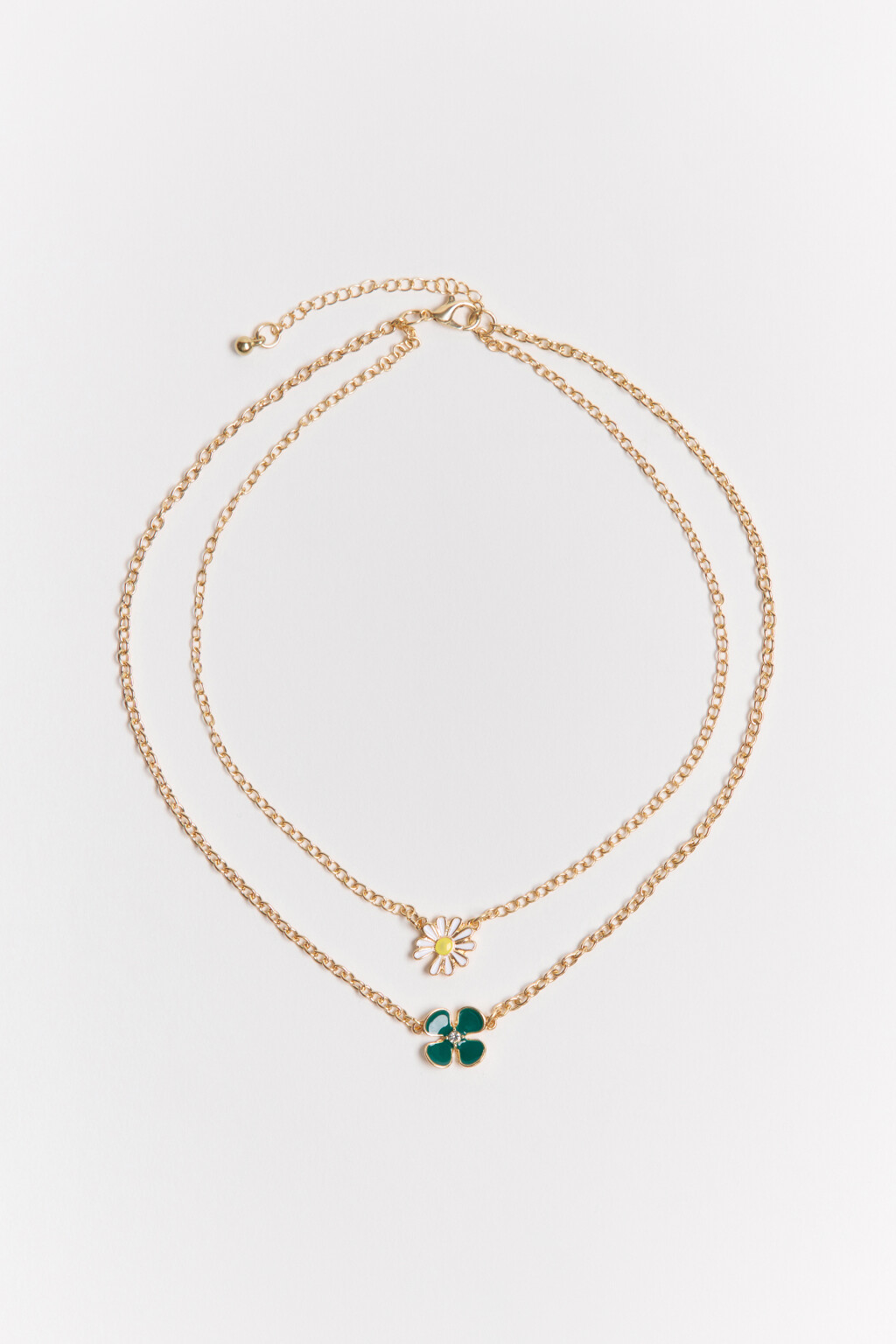 Колье-цепочка двойное с подвесками-цветами - цвет мультиколор - 2